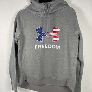 Under Armour Women's Medium Loose UA Freedom Logo Funnel Neck Hoodie Gray